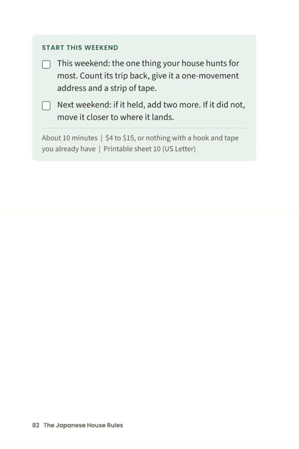 Start this weekend, with tick boxes (Rule 10)